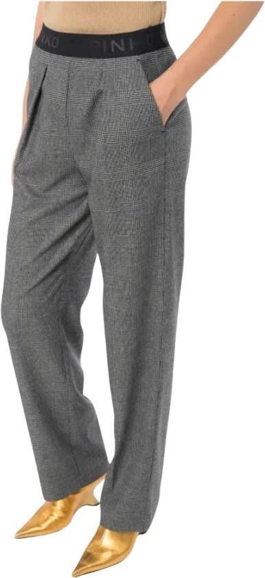 Pinko Geruite broek met logo-tailleband Grijs Dames