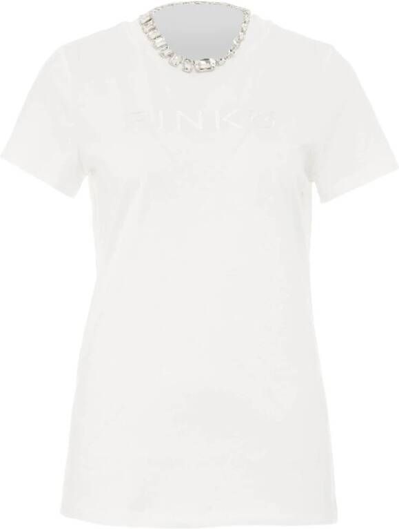 Pinko T-shirt with jewel chain Wit Dames
