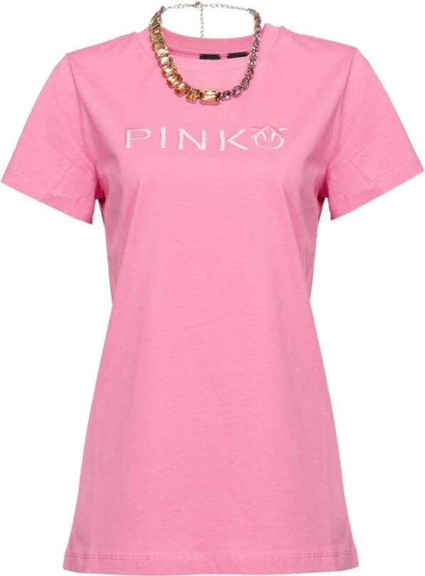 pinko T-shirt with jewel chain Roze Dames
