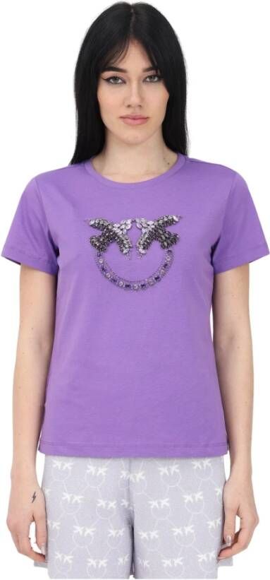 Pinko 100535A0MayB1 Quentin Logo T-shirt Paars Dames