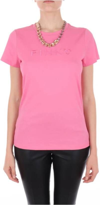 Pinko T-shirt with jewel chain Roze Dames