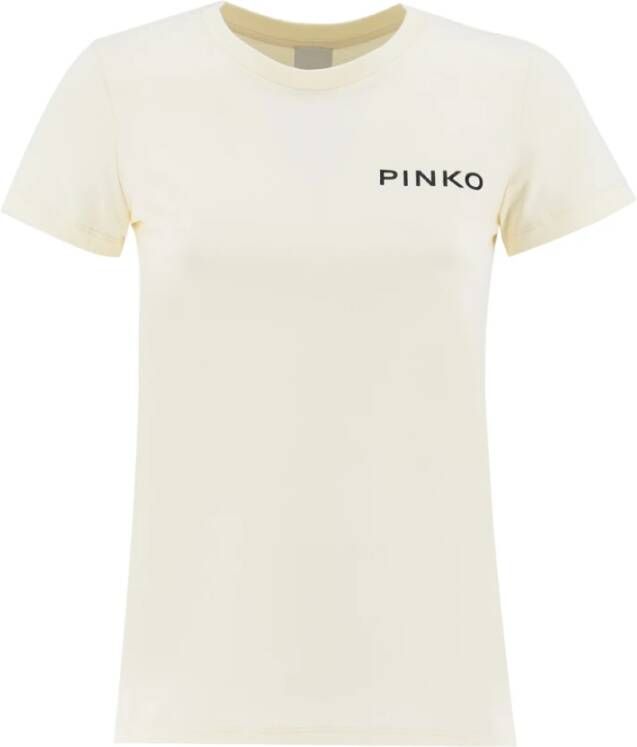 Pinko Katoenen Jersey T-Shirt met Lady Print Beige Dames