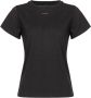 Pinko Zwarte katoenen T-shirt met mini fluorescerend roze logo Zwart Dames - Thumbnail 1