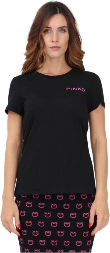 Pinko Jersey katoenen T-shirt met Lady Print Black Dames