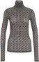 Pinko Ivory Turtleneck Sweater met All-Over Logo Print Black Dames - Thumbnail 1