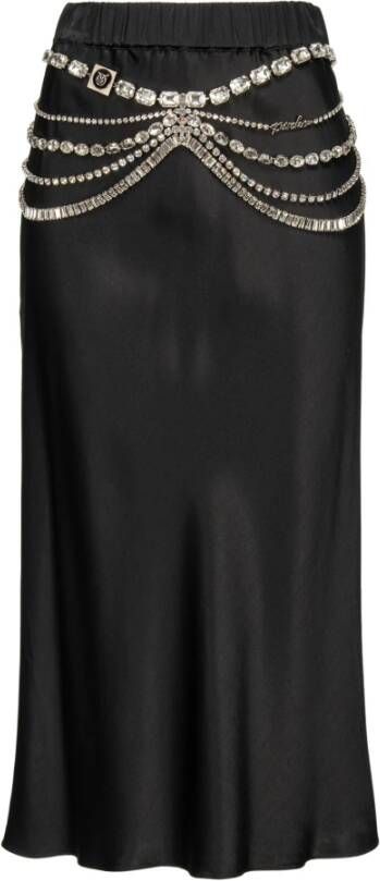 Pinko Elegante Lange Zwarte Rok met Juwelen Black Dames
