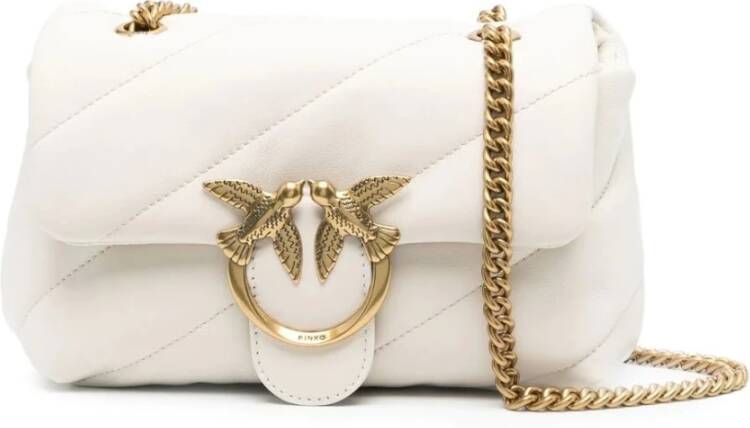 Pinko Leren Schoudertas met Afneembare Kettingriem White Dames - Foto 13