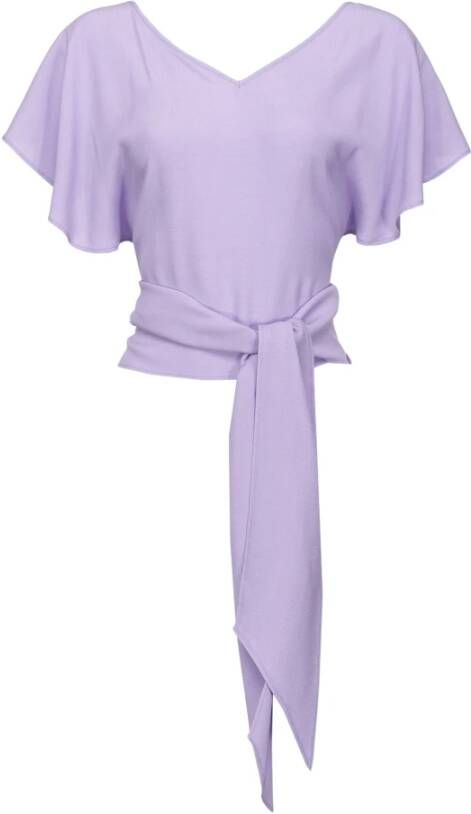Pinko Hoogwaardige gebreide trui met gesigneerde knoopdetail Purple Dames