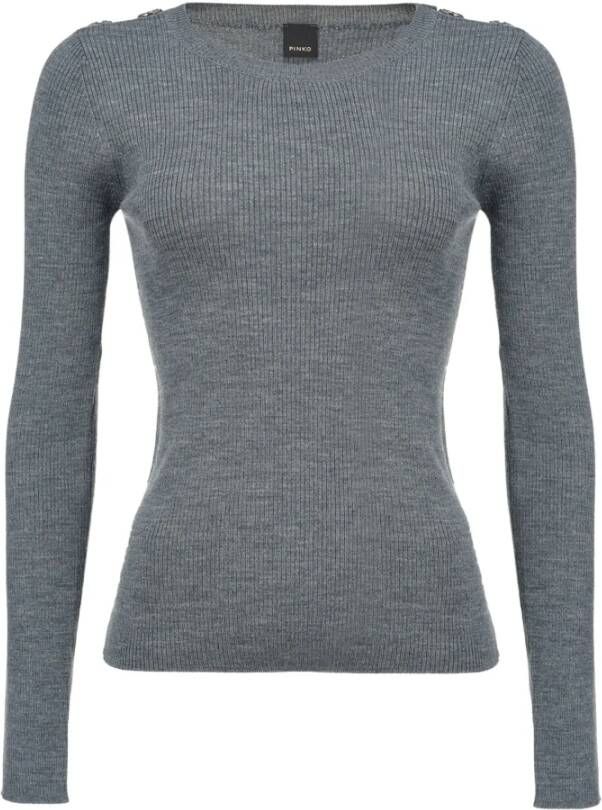 Pinko Gebreide Trui Ronde Hals Wolmix Gray Dames