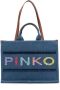 Pinko Vierkant Ontwerp Maxi Logo Tas Blue Dames - Thumbnail 3