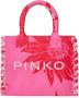 Pinko Vierkante canvas shopper strandtas met zomerprint Roze Dames - Thumbnail 1