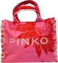 Pinko Vierkante canvas shopper strandtas met zomerprint Roze Dames - Thumbnail 1