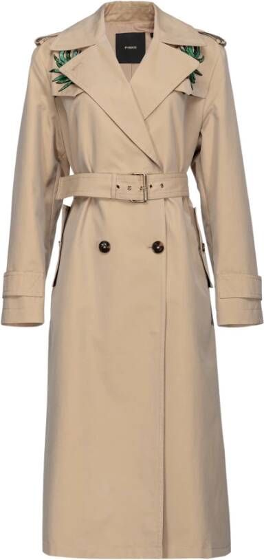 Pinko Trench Coats Beige Dames