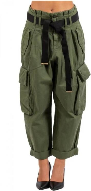 Pinko Cargo broek met rechte pijpen en zakken Groen Dames