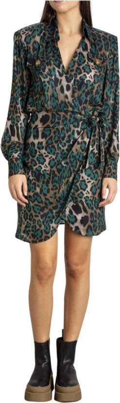 Pinko Wrap dress with dotted camouflage motif Groen Dames