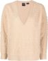 Pinko Beige V-Hals Trui met Logo Beige Dames - Thumbnail 3
