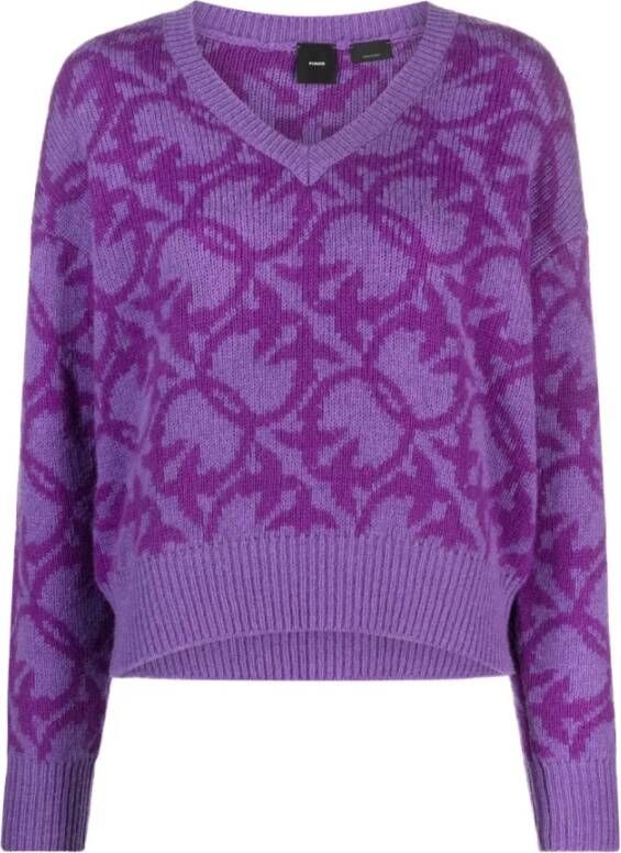 Pinko V-neck Knitwear Purple Dames