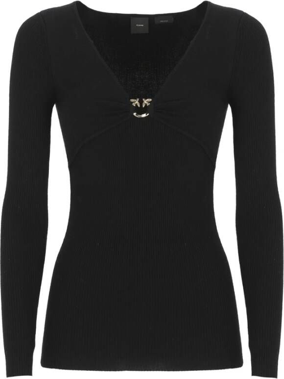 pinko V-neck Knitwear Zwart Dames