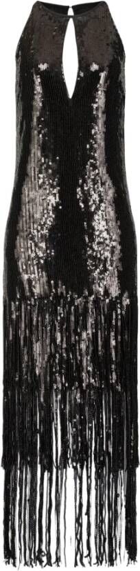 Pinko Acerola Abito Paillettes CON Frange Zwart Dames
