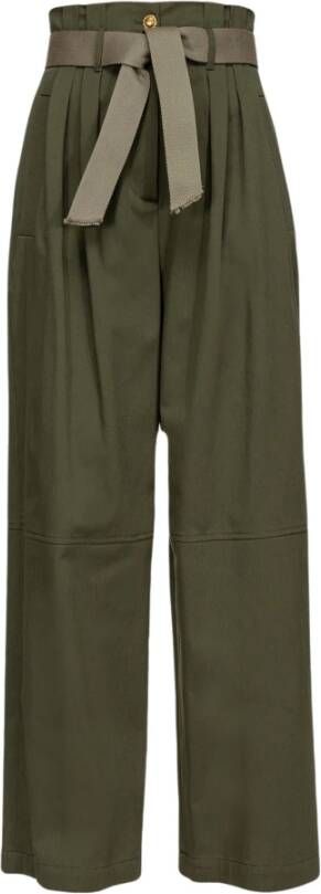 Pinko Wide-leg pants with belt Groen Dames