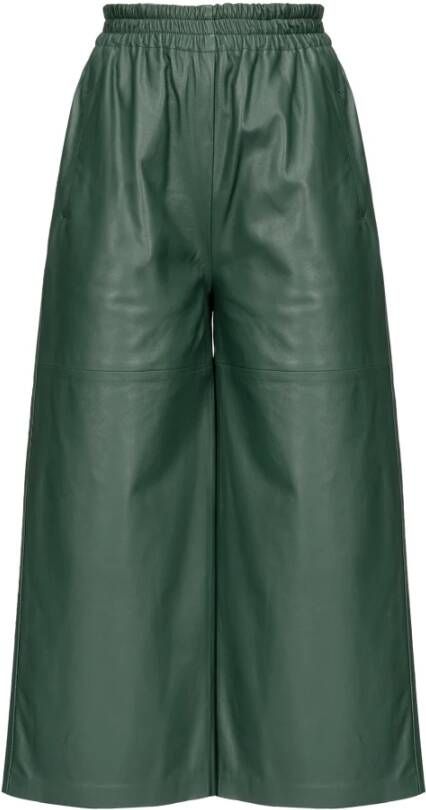 Pinko Dames Leren Broek Ultralight Papika Stijl Green Dames