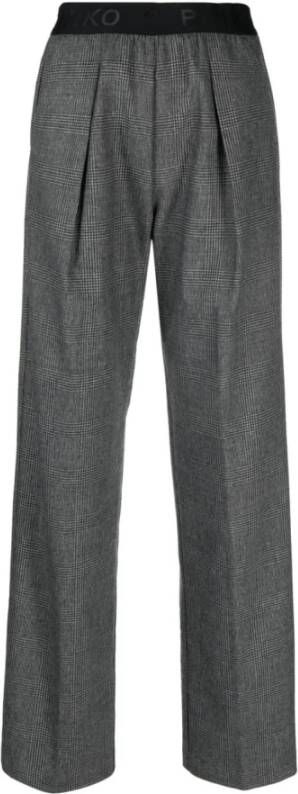 Pinko Geruite broek met logo-tailleband Grijs Dames