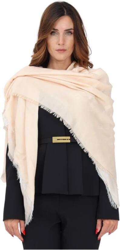Pinko Monogram Jacquard Sjaal met Franje Pink Dames