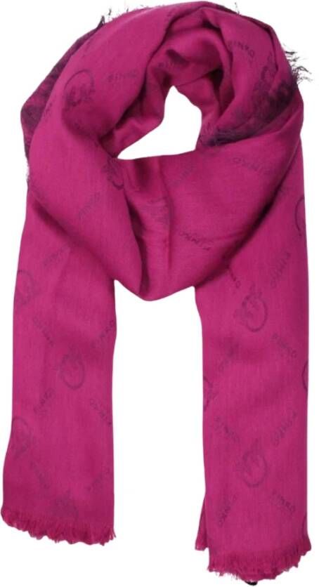 Pinko Paars Jacquard Katoenen Sjaal met Monogram Ontwerp Pink Dames