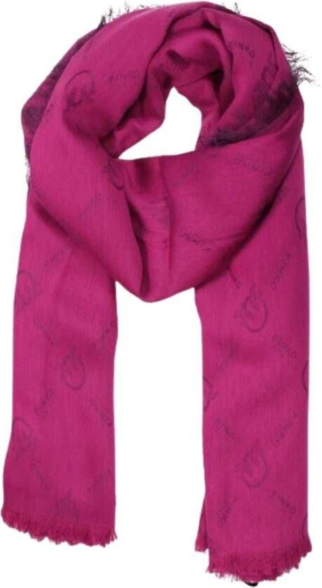 Pinko Paars Jacquard Katoenen Sjaal met Monogram Ontwerp Pink Dames