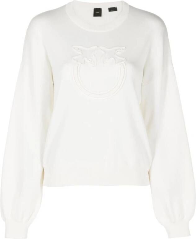 Pinko Stijlvolle Katoenen Sweatshirt voor Vrouwen White Dames