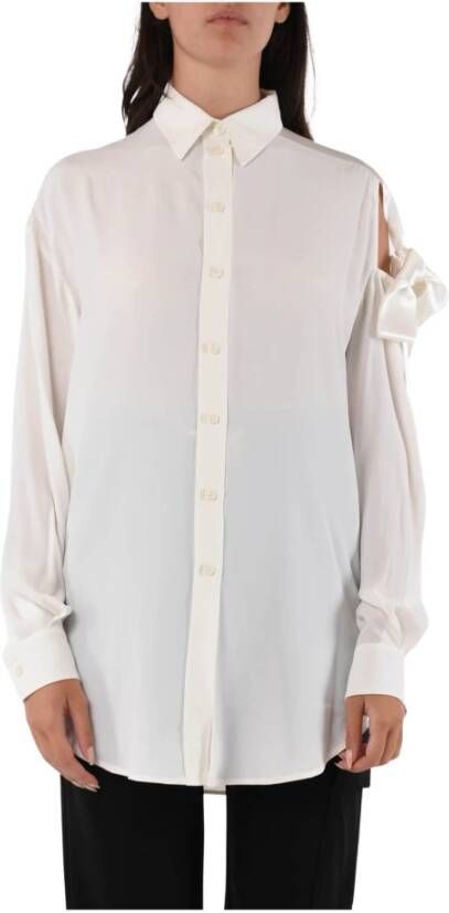 Pinko Zijden Cut-Out Overhemd White Dames