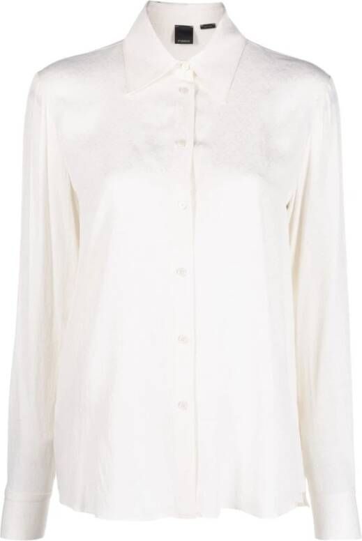 Pinko Zijden Jacquard Logo Shirt White Dames