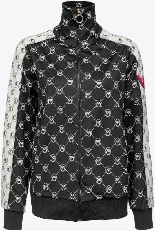Pinko Zeme Giubbino Punto Stoffa Jacquard Logo CON Patch Ricamato Zwart Dames
