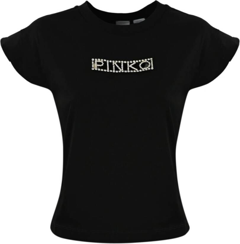 Pinko Zwart T-shirt met Cut-Out Logo Zwart Dames