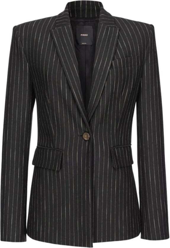 Pinko Pinstripe Blazer met Enkele Knoopsluiting Black Dames