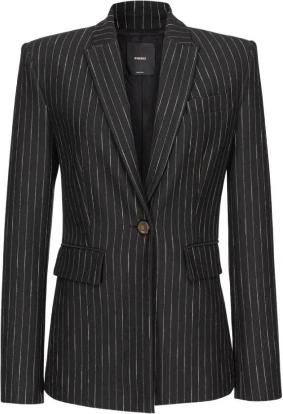 Pinko Pinstripe Blazer met Enkele Knoopsluiting Black Dames