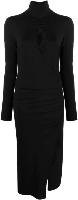 Pinko Zwarte Jersey Vloeibare Jurk Zwart Dames
