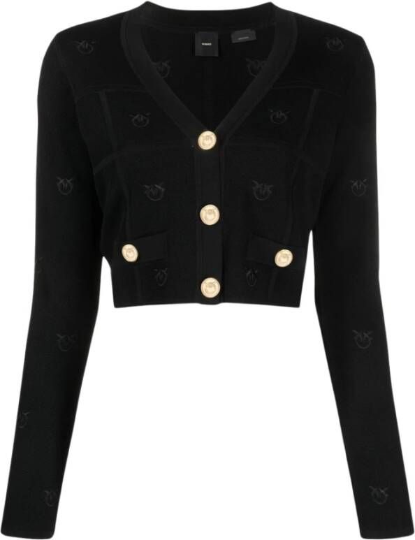 Pinko Zwarte Monogram Cardigan Jassen Zwart Dames