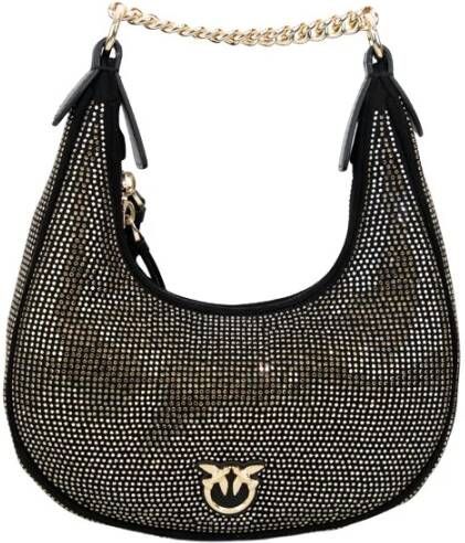 Pinko Zwarte schoudertas met strass Zwart Dames