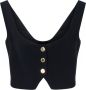 Pinko Zwarte Stretch Crepe Crop Vest Black Dames - Thumbnail 2