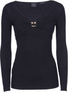 Pinko Zwarte Sweaters met Pinaforemetal Breedte Zwart Dames