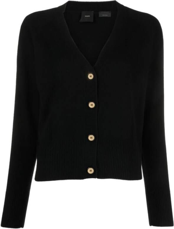 Pinko Zwarte Wol-Kasjmier V-Hals Vest Zwart Dames