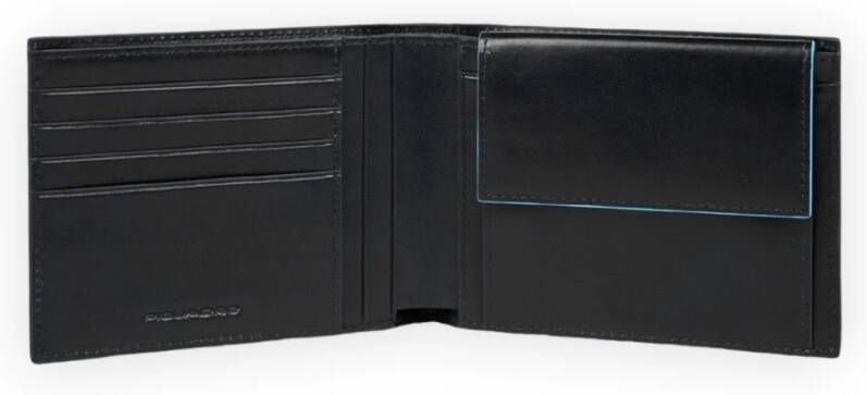 Piquadro Zwarte leren portemonnee horizontale snit Black Heren