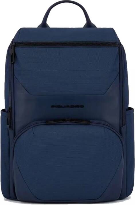 Piquadro Blauwe Leren en Stoffen Rugzak Blue Unisex