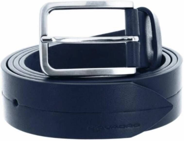 Piquadro Blauwe Leren Riem Gesp Blue Heren
