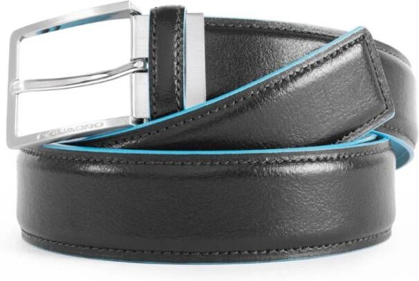 Piquadro Zwarte Leren Riem Gesp Black Heren