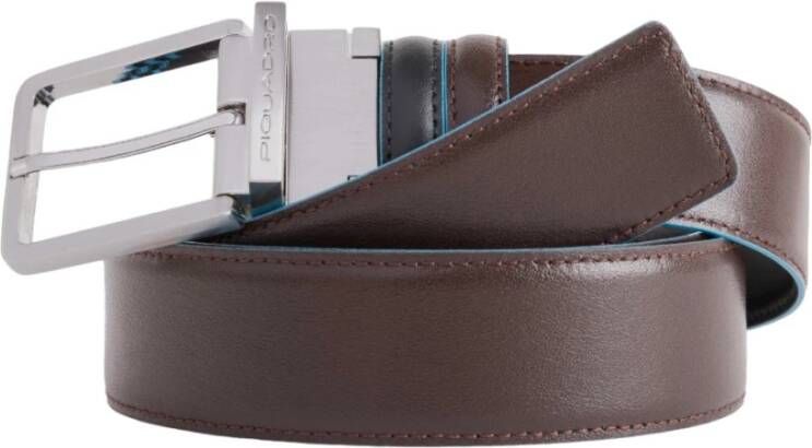 Piquadro Omkeerbare Zwarte Leren Riem Black Heren
