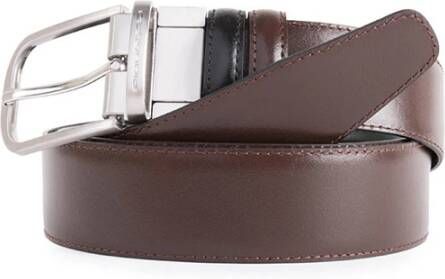 Piquadro Omkeerbare leren riem met gesp Black Heren