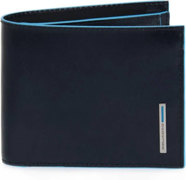 Piquadro Leren Herenportemonnee met Sluiting Blauw Heren