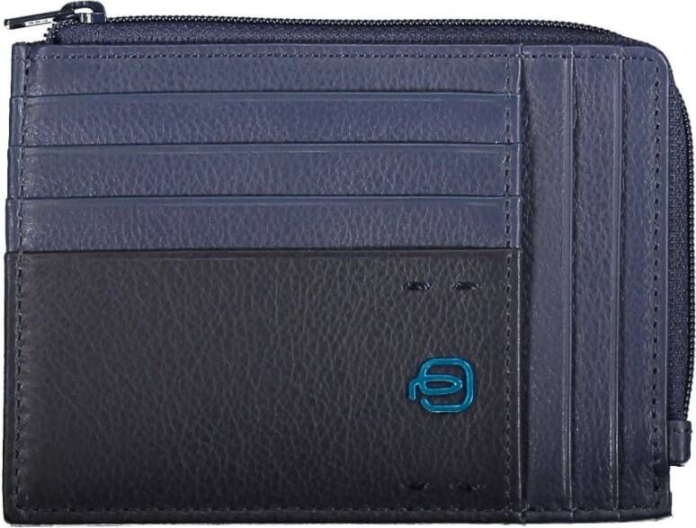 Piquadro Blauwe leren portemonnee met kaarthouder en RFID-blokker Blauw Heren